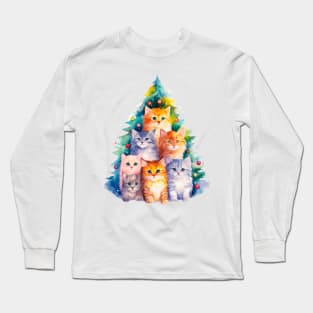 Cat Christmas Tree Long Sleeve T-Shirt